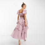 Short-sleeved ruffled summer dress