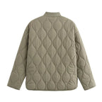 Quilted Women's Jacket with Stand Collar and Leopard Print Lining