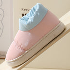 Down Cloth Home Slippers Winter Thickened Warm Cotton Shoes With Back Heel Couple Garden Outdoor Indoor Floor House Shoes Women