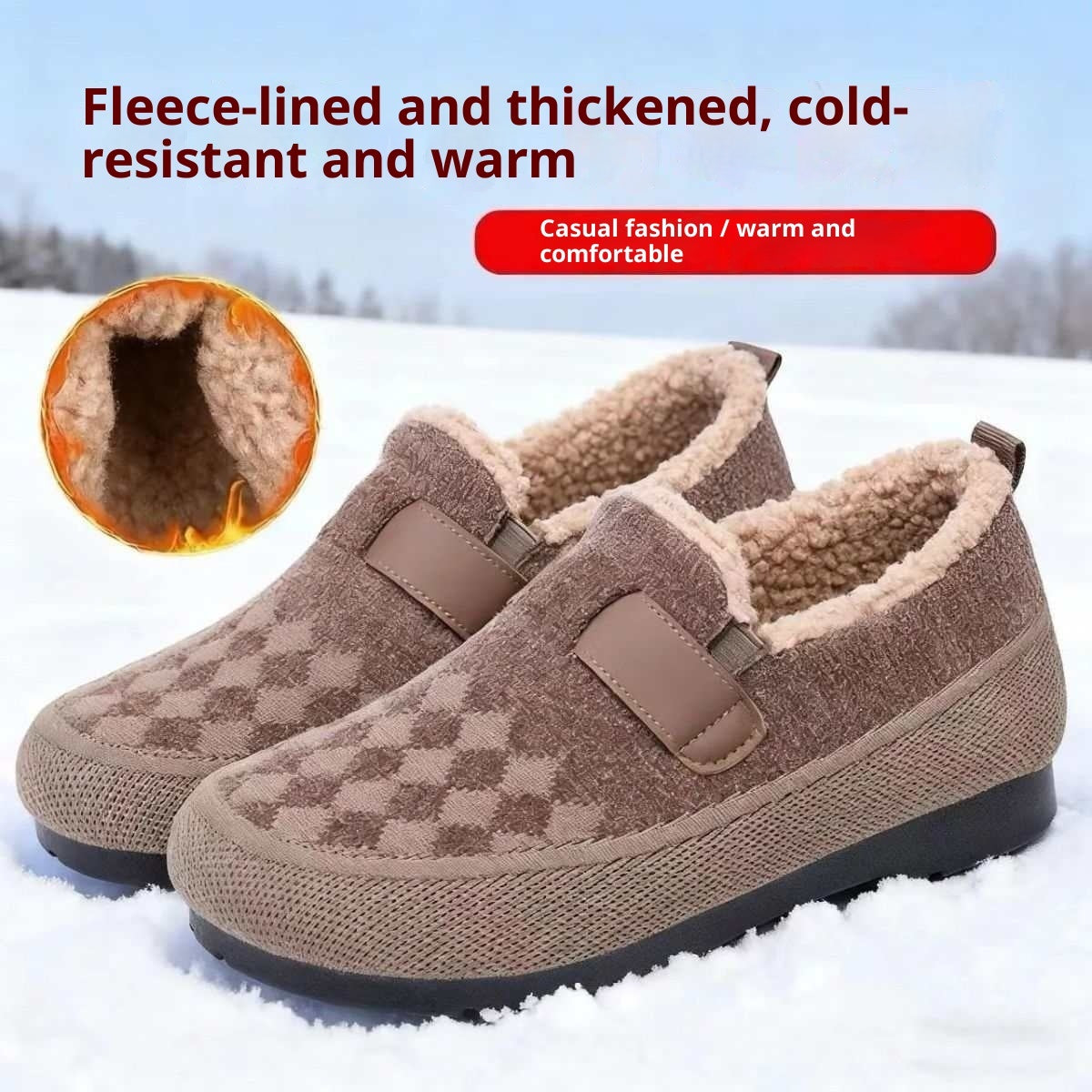 Winter Fleece-lined Old Beijing Cloth Shoes For Women