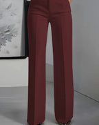Luxe White High-Waist Wide Leg Minimalist Trousers