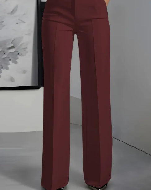 Luxe White High-Waist Wide Leg Minimalist Trousers