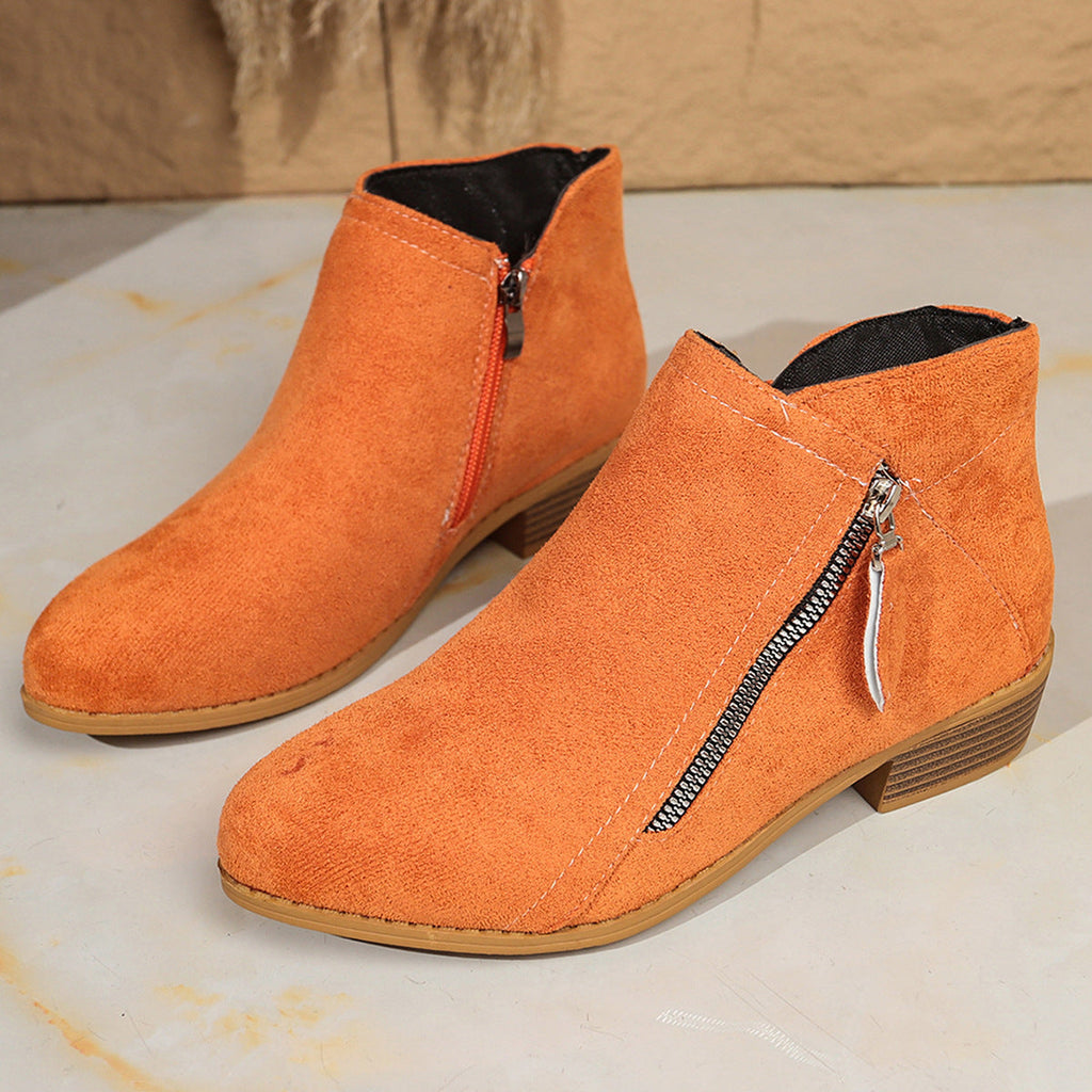 Suede Zipper Ankle Boots