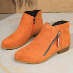 Suede Zipper Ankle Boots