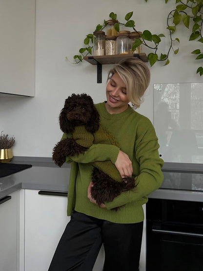 Relaxed Fit Ribbed Knit Crewneck Pullover Sweater