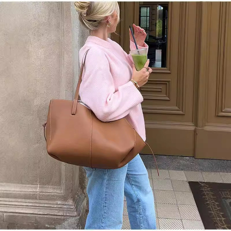 Women's Sweet Pink Crew Neck Winter Pullover - Oversized Loose-Fit Knit Sweater - Casual Drop Shoulder Top