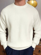 Men's Relaxed Fit Ribbed Crew Neck Long Sleeve Sweater