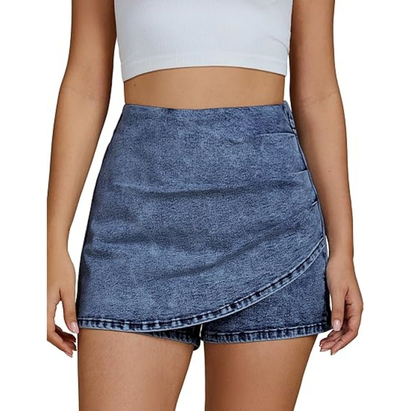 Stylish High-waisted Stretch Denim Shorts