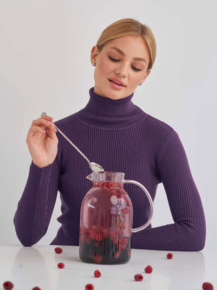 Women's Ribbed Turtleneck Knit Sweater - Slim Fit Long Sleeve Winter Pullover