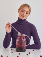 Women's Ribbed Turtleneck Knit Sweater - Slim Fit Long Sleeve Winter Pullover