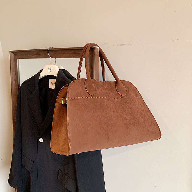 Retro Side-Buckle Top Handle Tote Bag