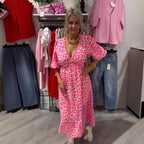 Women's printed V-neck dresses