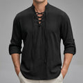 Men's Long Sleeve Collared Henley Shirt for Casual Wear
