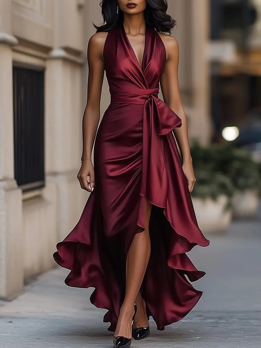 Women's Elegant Halterneck Maxi Dress for Effortless Style