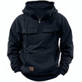 Men's Fleece-Lined Hooded Quarter-Zip Pullover for Cold Weather