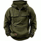 Men's Fleece-Lined Hooded Quarter-Zip Pullover for Cold Weather