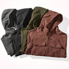 Men's Fleece-Lined Hooded Quarter-Zip Pullover for Cold Weather