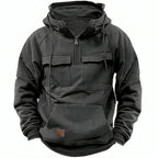 Men's Fleece-Lined Hooded Quarter-Zip Pullover for Cold Weather