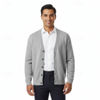 Men's V-Neck Cardigan with Button Closure - Regular Fit Classic Style for Everyday Wear