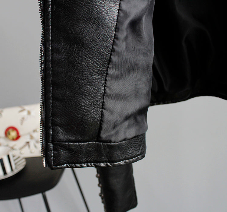 Floral Embroidered Women's Moto Jacket with Studded Trim