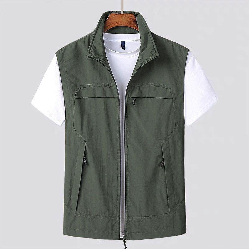 Men's Quick-Drying Breathable Vest with Secure Zipper Pockets