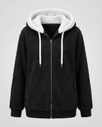 Oversized Women's Hooded Sherpa Jacket with Full Zip and Adjustable Drawstrings
