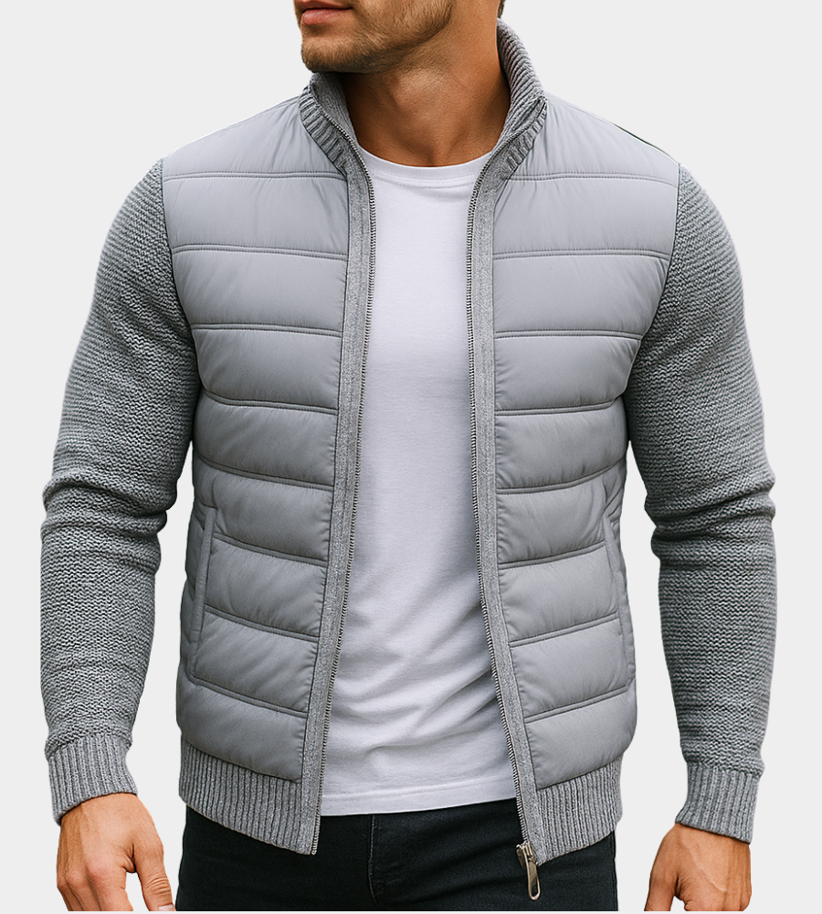 Sporty Men's Jacket with Quilted Front and Flexible Sleeves