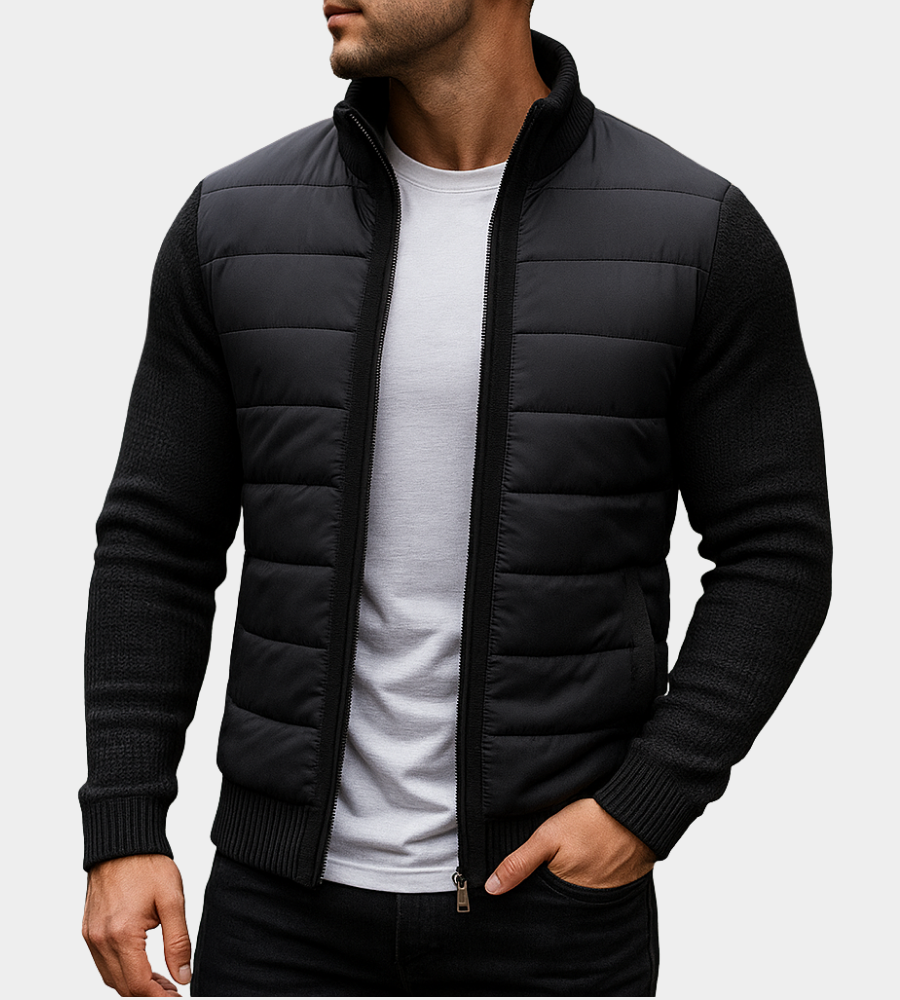 Sporty Men's Jacket with Quilted Front and Flexible Sleeves
