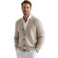 Men's V-Neck Cardigan with Button Closure - Regular Fit Classic Style for Everyday Wear