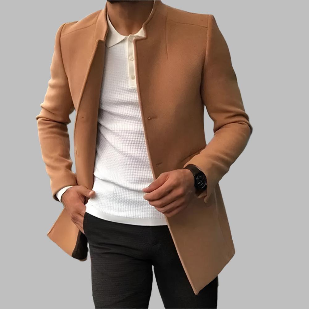 Tailored Men's Notched Lapel Single-Breasted Blazer for Office and Smart Casual Wear