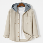 Hooded Overshirt for Men with Button Placket and Chest Pocket