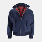 Men's Classic Harrington Jacket with Stand Collar and Zip Closure
