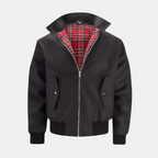 Men's Classic Harrington Jacket with Stand Collar and Zip Closure