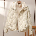 Women's Hooded Quilted Puffer Jacket with Full Zip Closure for Cold Weather