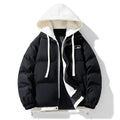 Men's Insulated Quilted Puffer Jacket with Adjustable Hood and Elastic Cuffs