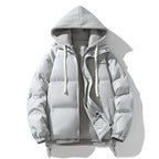 Men's Insulated Quilted Puffer Jacket with Adjustable Hood and Elastic Cuffs