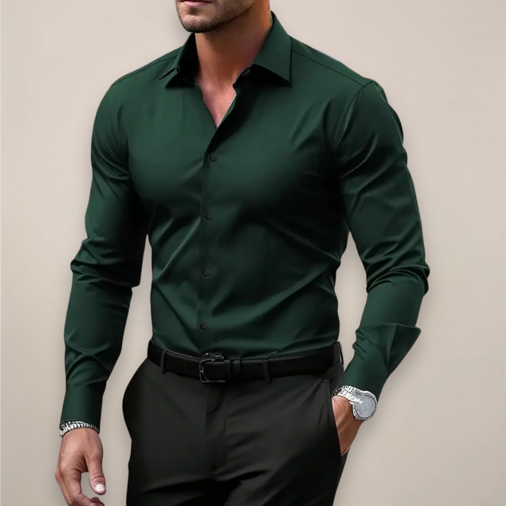 Men's Dress Shirt with Long Sleeves and Button Front