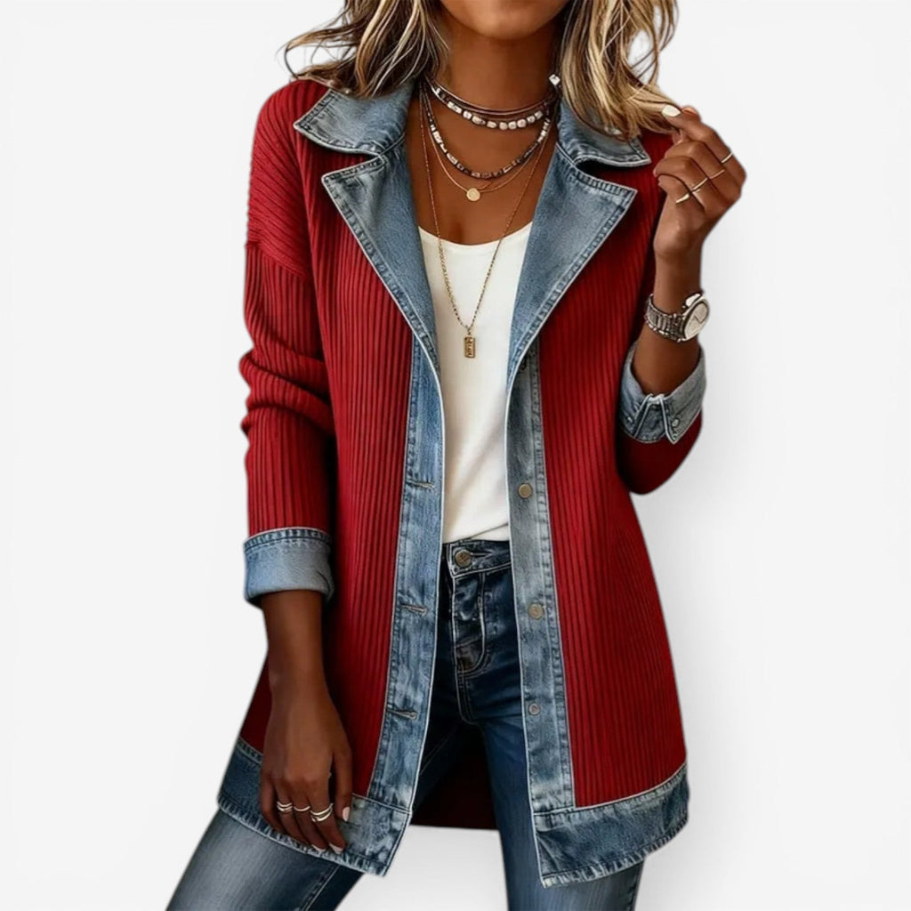 Women's Elegant Layered Collar Button Jacket with Modern Textured Design