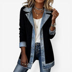 Women's Elegant Layered Collar Button Jacket with Modern Textured Design