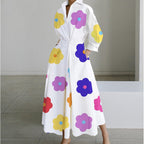 Women's Elegant Front Wrap Collared Maxi Dress for Timeless Sophistication