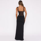 Long lace dress with straps