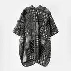 Oversized Women's Patchwork Kimono Cape with Open Front and Wide Sleeves