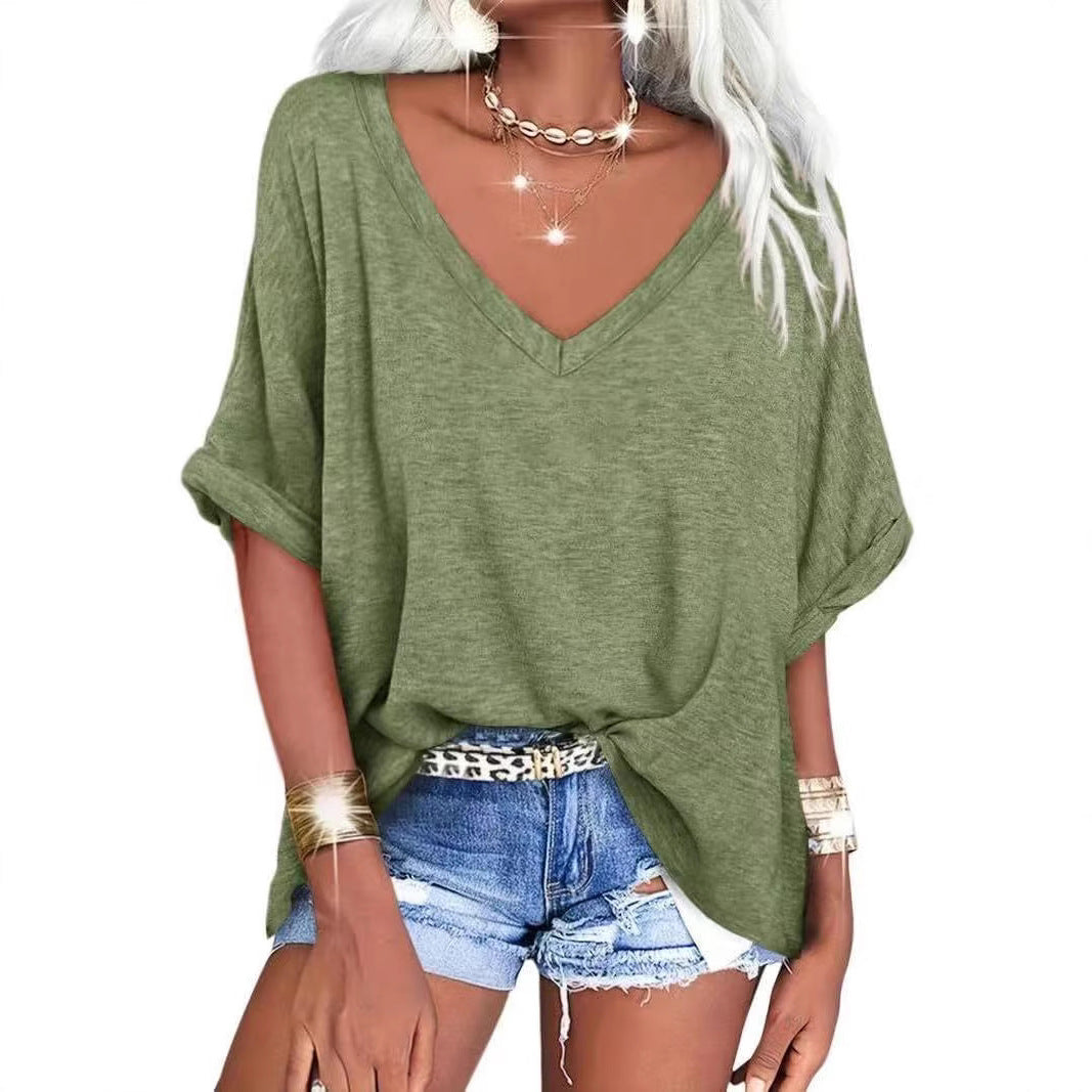 Summer Casual V-Neck T-Shirt