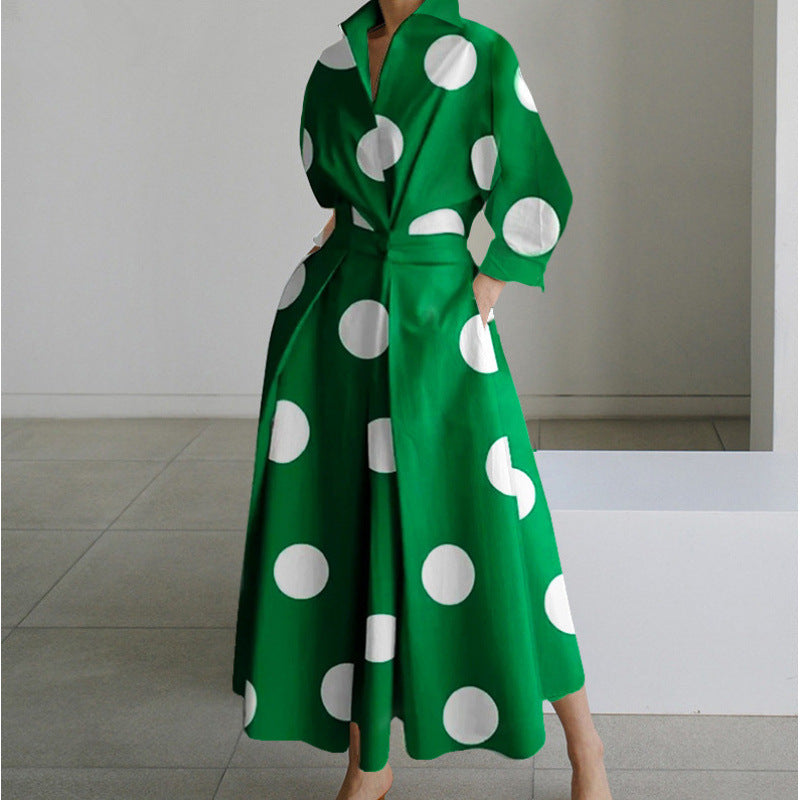 Women's Elegant Front Wrap Collared Maxi Dress for Timeless Sophistication