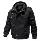 Men's Sherpa-Lined Hooded Field Jacket with Multiple Cargo Pockets