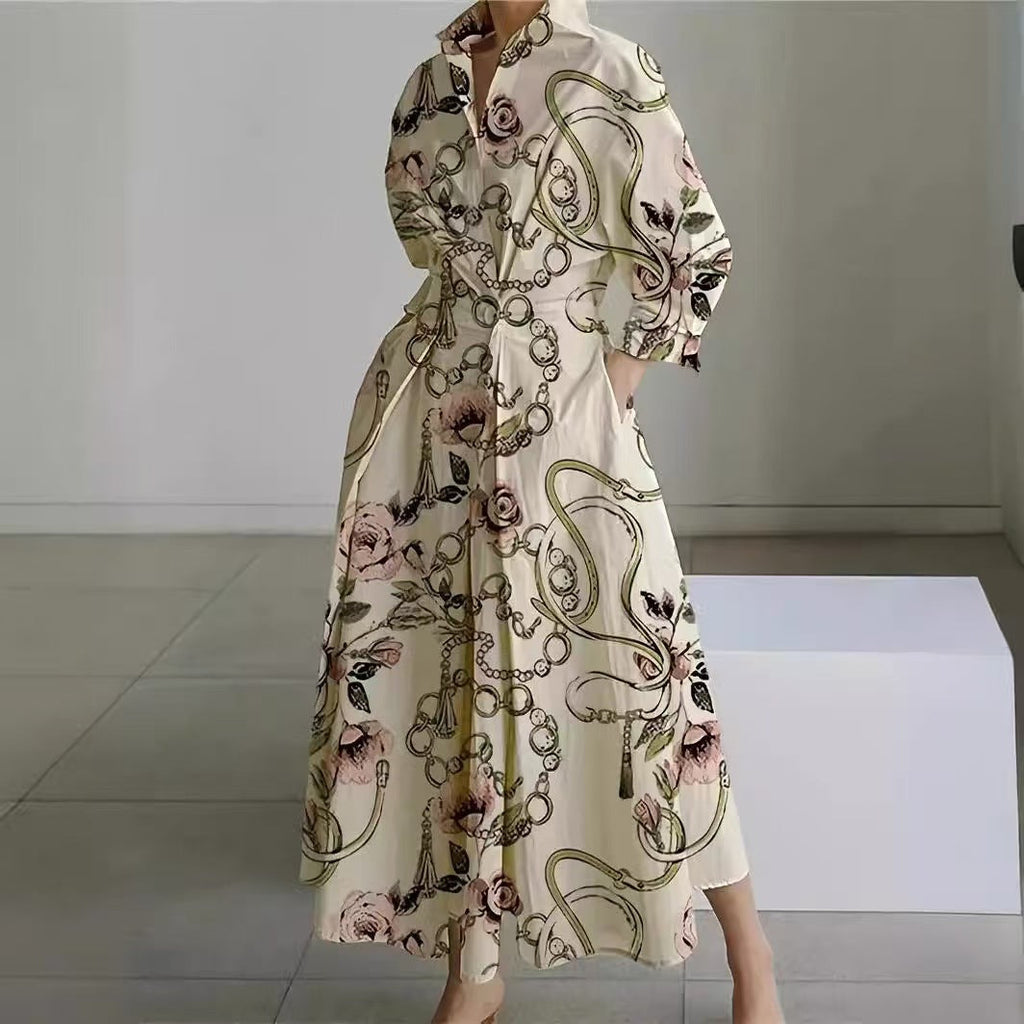 Women's Elegant Front Wrap Collared Maxi Dress for Timeless Sophistication