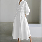 Women's Elegant Front Wrap Collared Maxi Dress for Timeless Sophistication