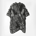 Oversized Women's Patchwork Kimono Cape with Open Front and Wide Sleeves