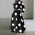 Women's Elegant Front Wrap Collared Maxi Dress for Timeless Sophistication