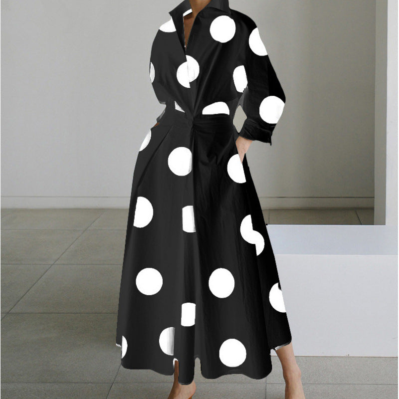 Women's Elegant Front Wrap Collared Maxi Dress for Timeless Sophistication